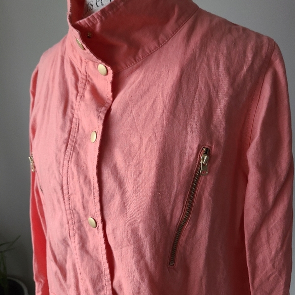 Chicos Women's Coral Linen  Jacket Sz.2 - Picture 2 of 10